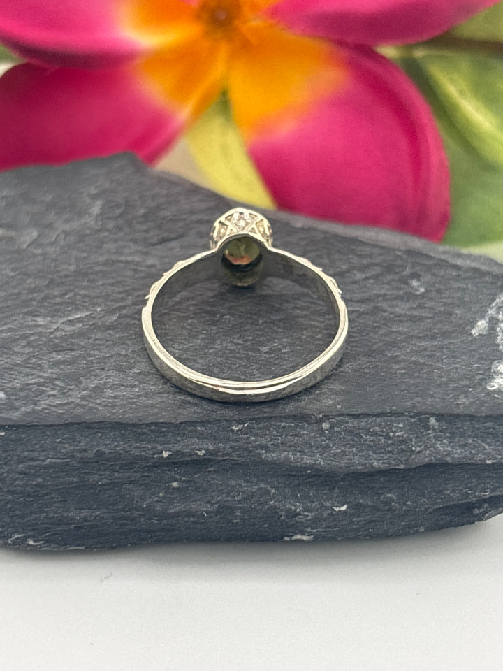 Tourmaline and 925 Sterling Silver Ring Size 7.25