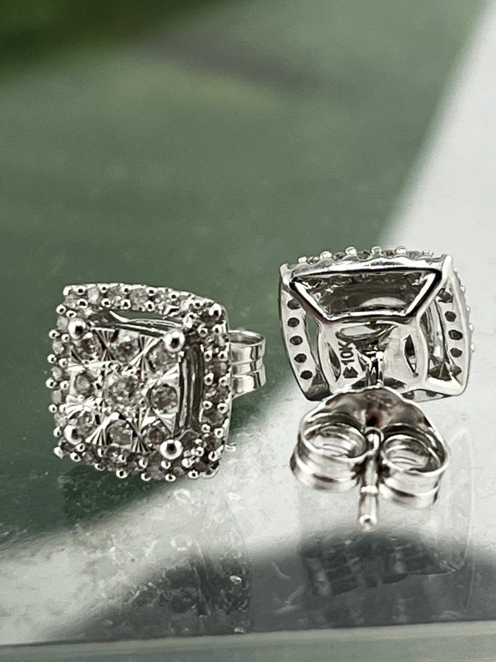 10K White Gold and Diamond Earrings
