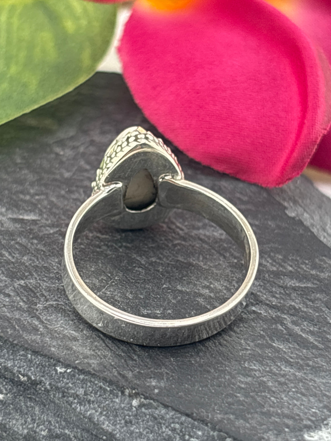 Teardrop Wild Horse Jasper and 925 Sterling Silver Ring Size 7