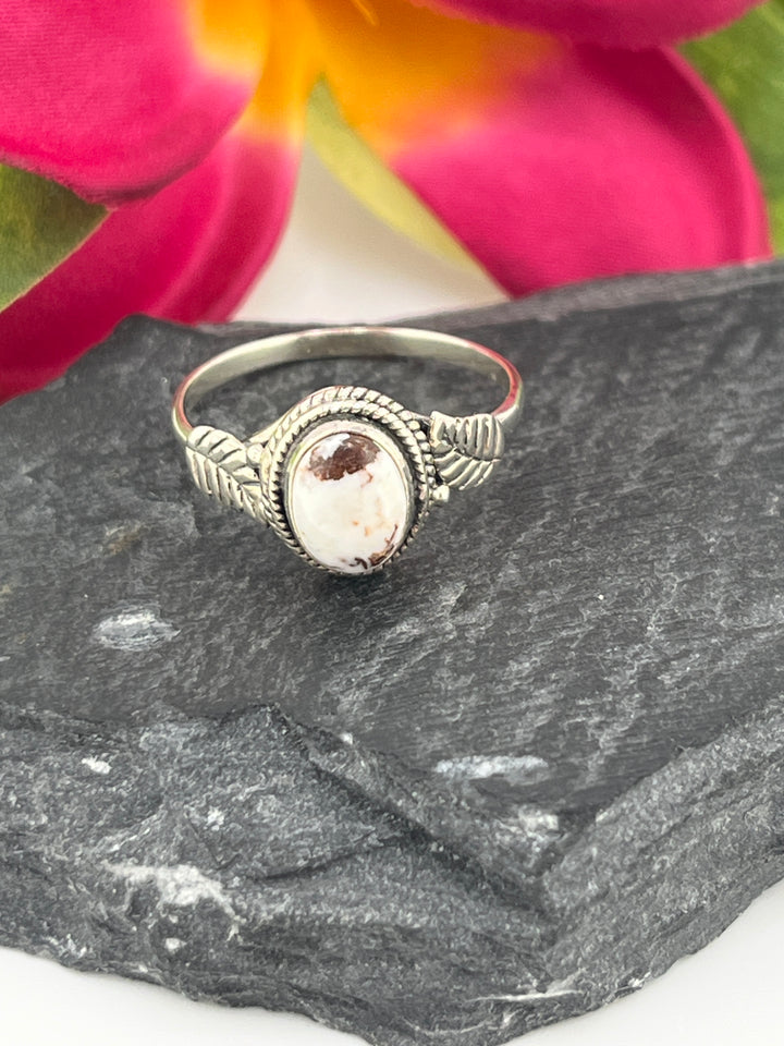 Round Wild Horse Jasper and 925 Sterling Silver Ring Sizes 8 & 9