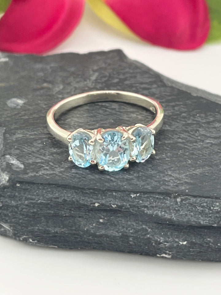 Blue Topaz and 925 Sterling Silver Ring