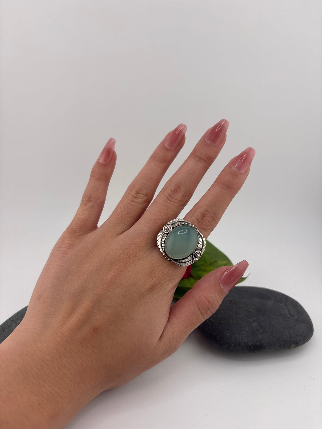 Aqua Chalcedony Bypass Ring