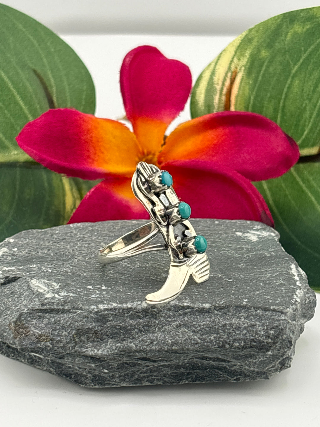 Turquoise Cowboy Boot Ring Size 10.25