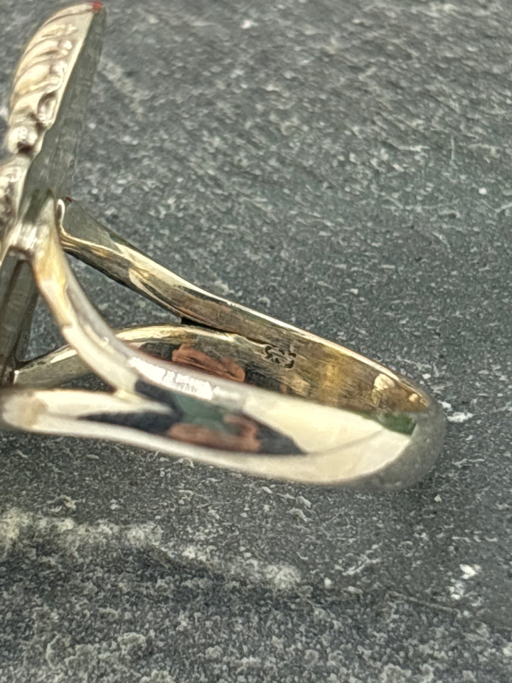 Spiny Oyster Copper Turquoise Ring Size 9.25