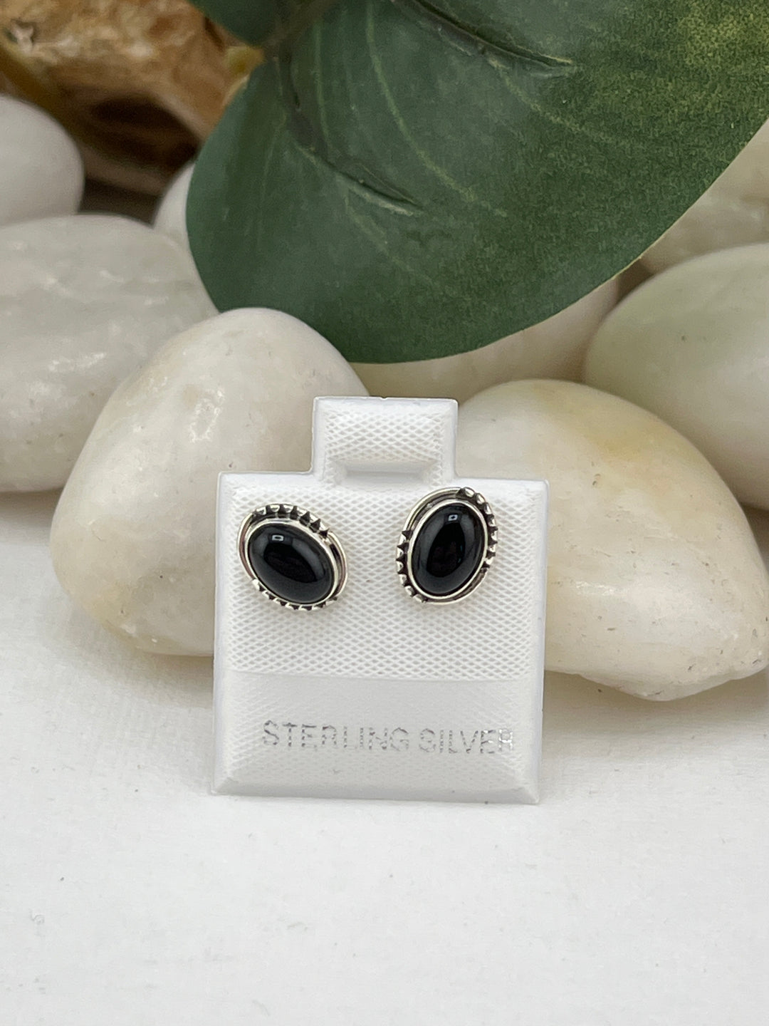 FB Black Onyx Oval Earrings