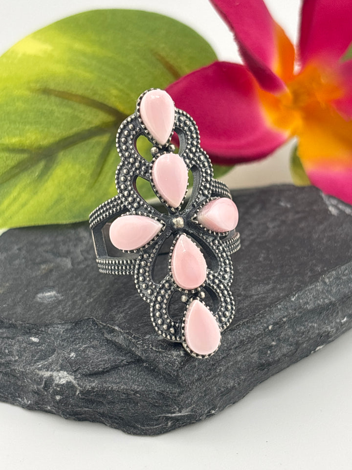 Queen Conch Cross and 925 Sterling Silver Ring Size 10