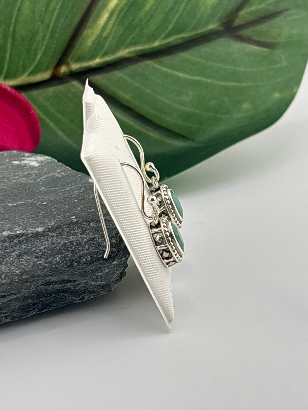 Zambian Emerald Oval Dangle Earrings