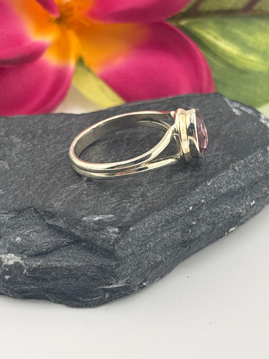 Pink Tourmaline and 925 Sterling Silver Ring Size 9.25