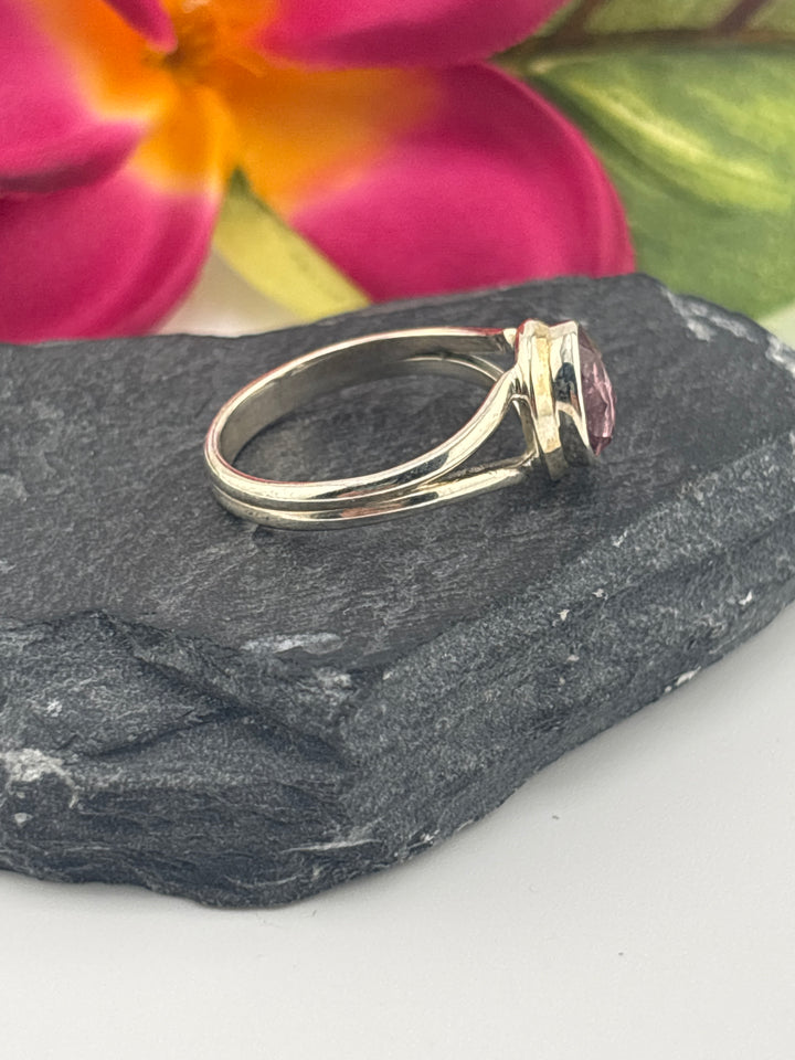 Pink Tourmaline and 925 Sterling Silver Ring Size 9.25