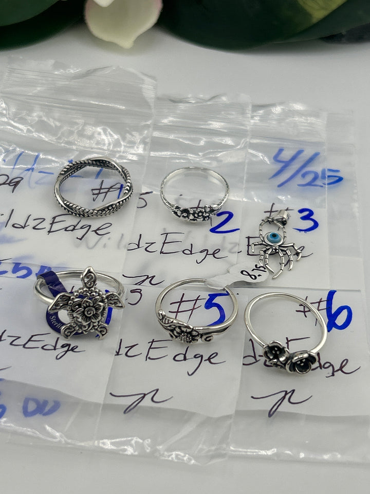 RESERVED FOR: WildzEdge - 4/25/2025 tiktok Live Show - 6 Sterling Silver Items