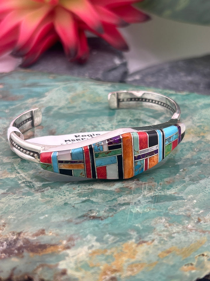 Regie 925 Sterling Silver Mosaic Multi-stone Cuff