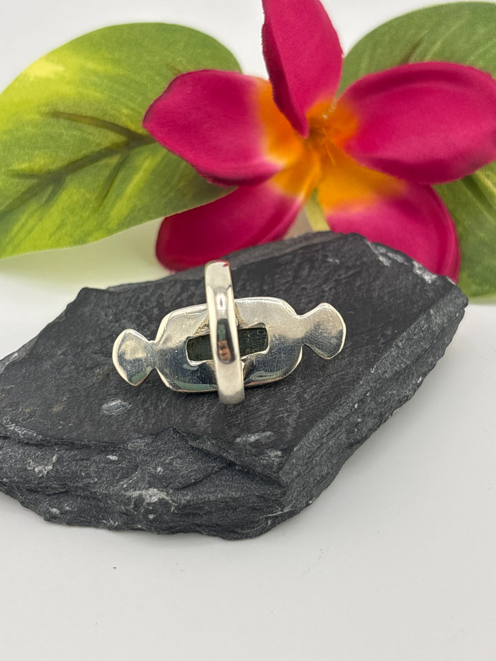 Raw Green Tourmaline and 925 Sterling Silver Ring Size 8