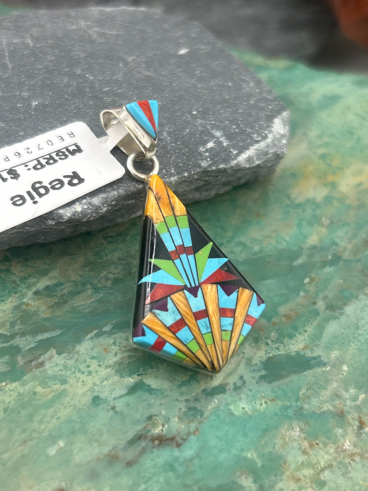 Regie 925 Sterling Silver Mosaic Multi-stone Inlay Pendant