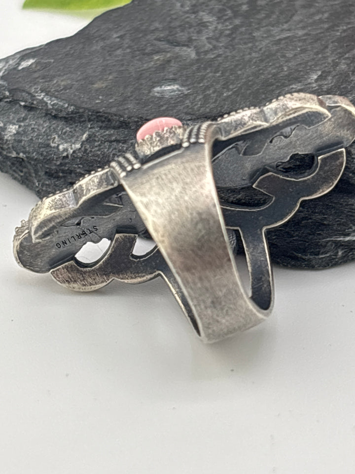 Queen Conch Cross and 925 Sterling Silver Ring Size 8