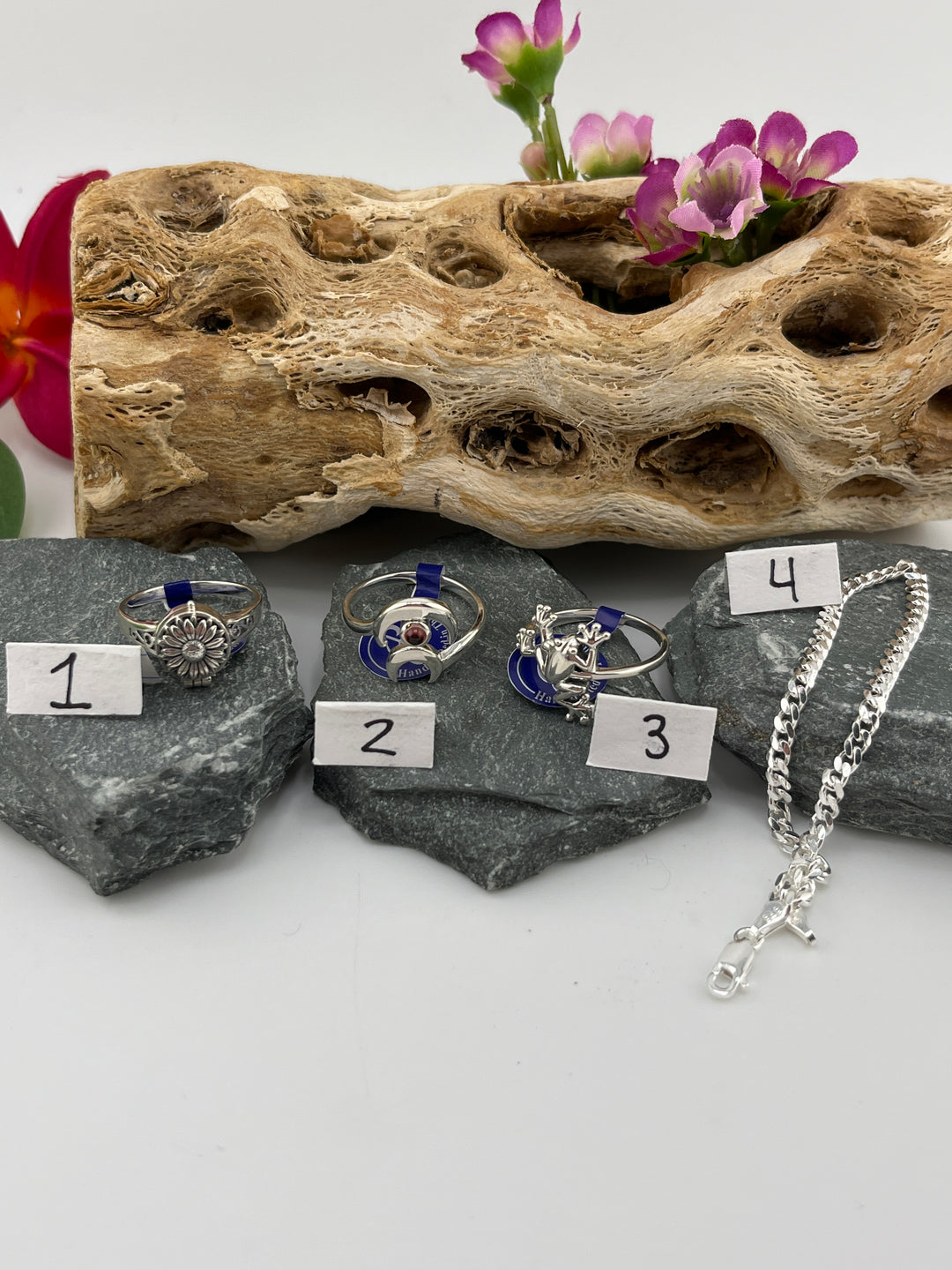 RESERVED FOR:   Flower & Moon Crystals-12/12/2024 - 4 Sterling Silver Items