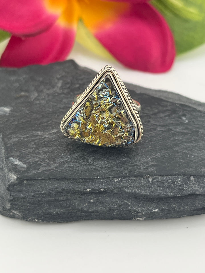 Titanium Druzy and 925 Sterling Silver Ring