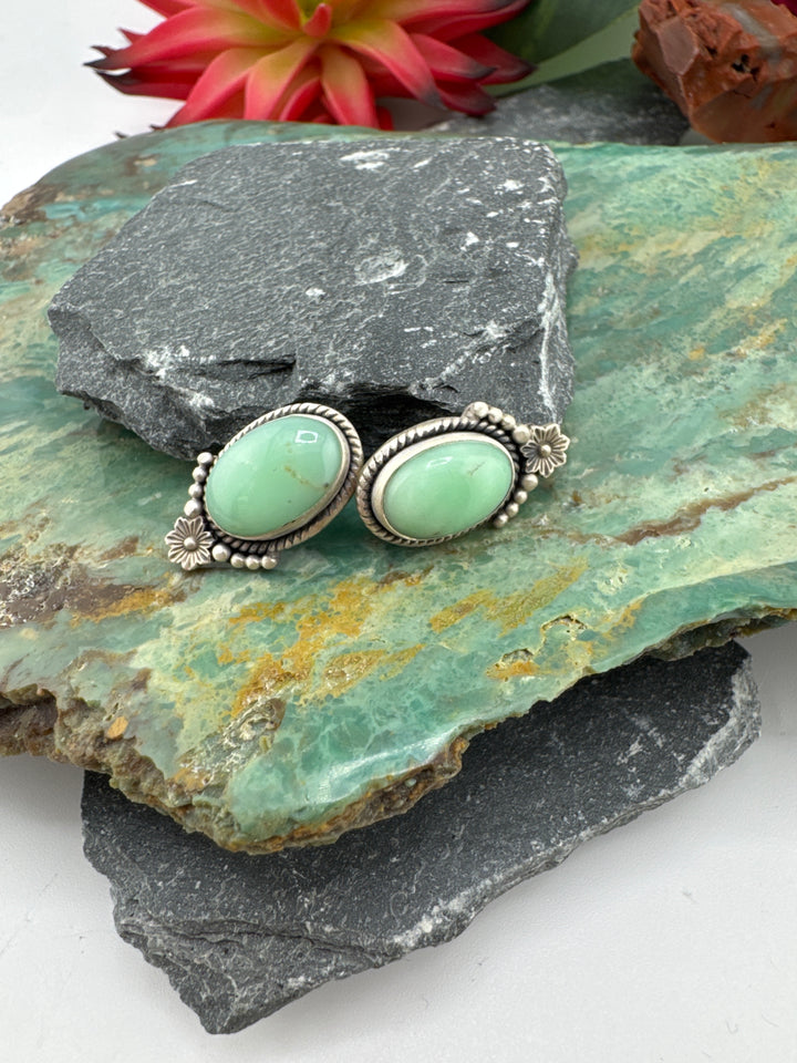 Southwest 925 Sterling Silver Paloma Turquoise Stud Earrings