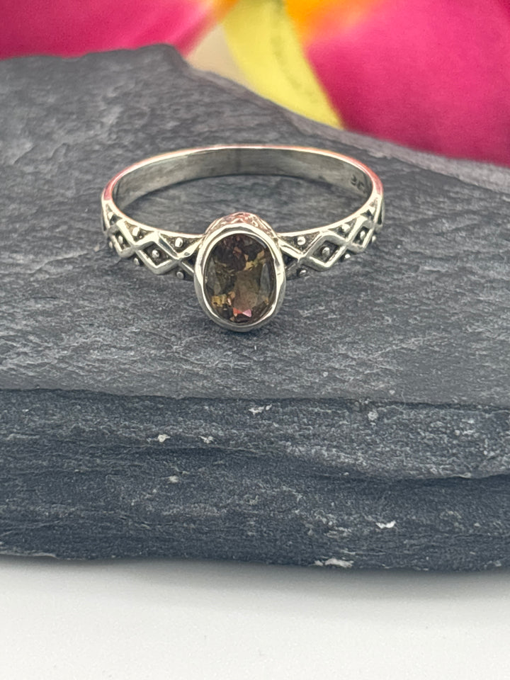 Tourmaline and 925 Sterling Silver Ring Size 9.5