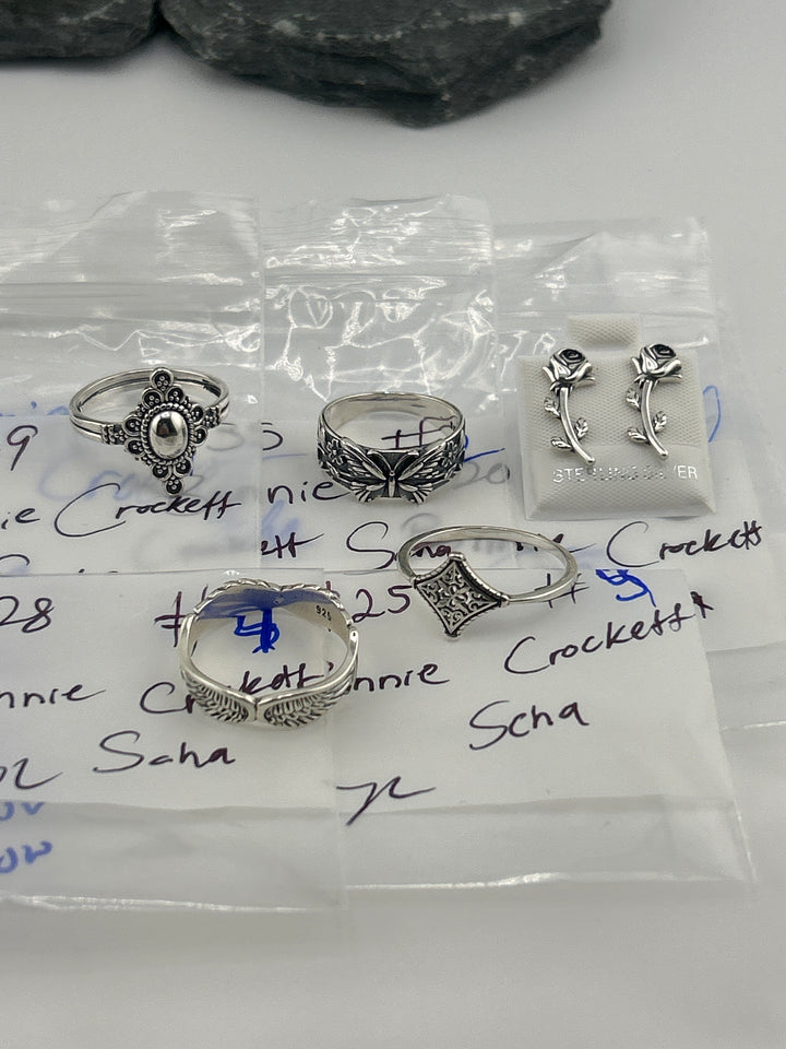 RESERVED FOR: Bonnie Crockett Scha - 4/10/2025 tiktok Live Show -5  Sterling Silver Items