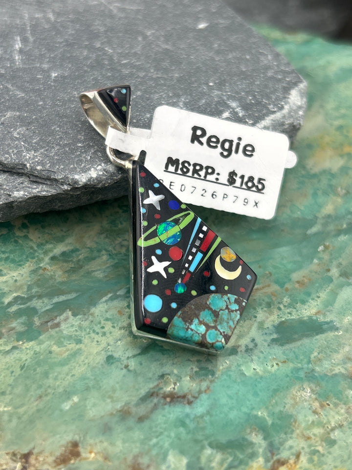 Regie 925 Sterling Silver Mosaic Multi-stone Inlay Space Pendant