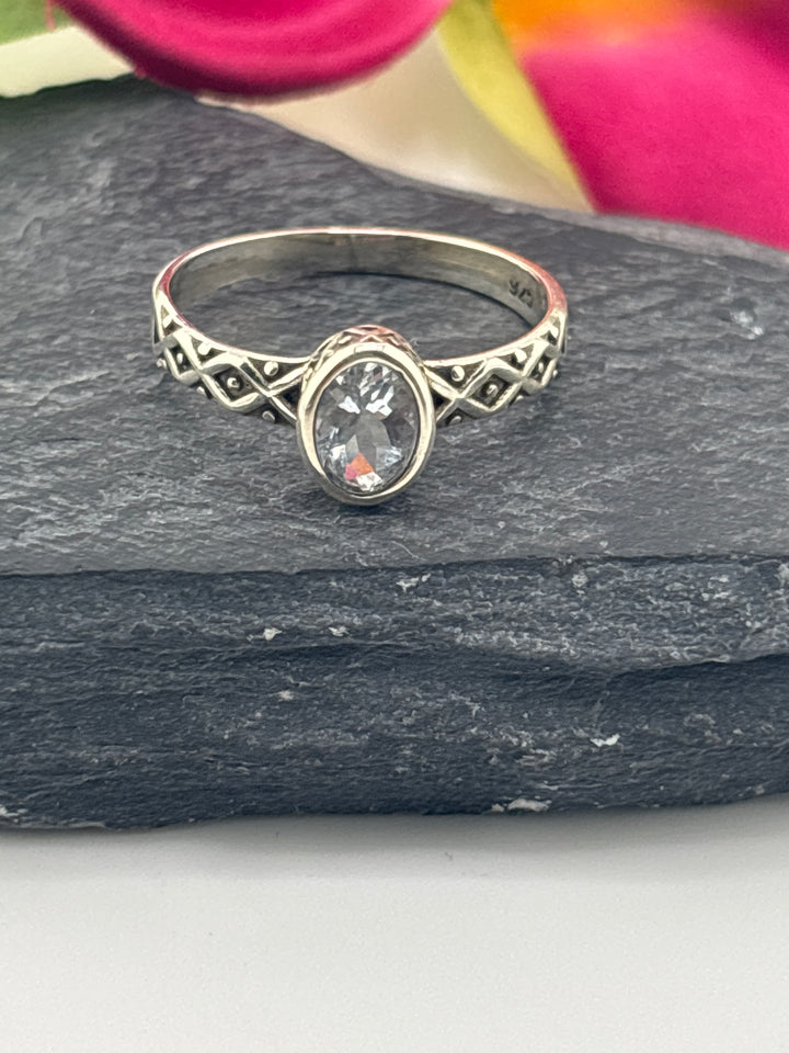 Aquamarine and 925 Sterling Silver Ring Size 9