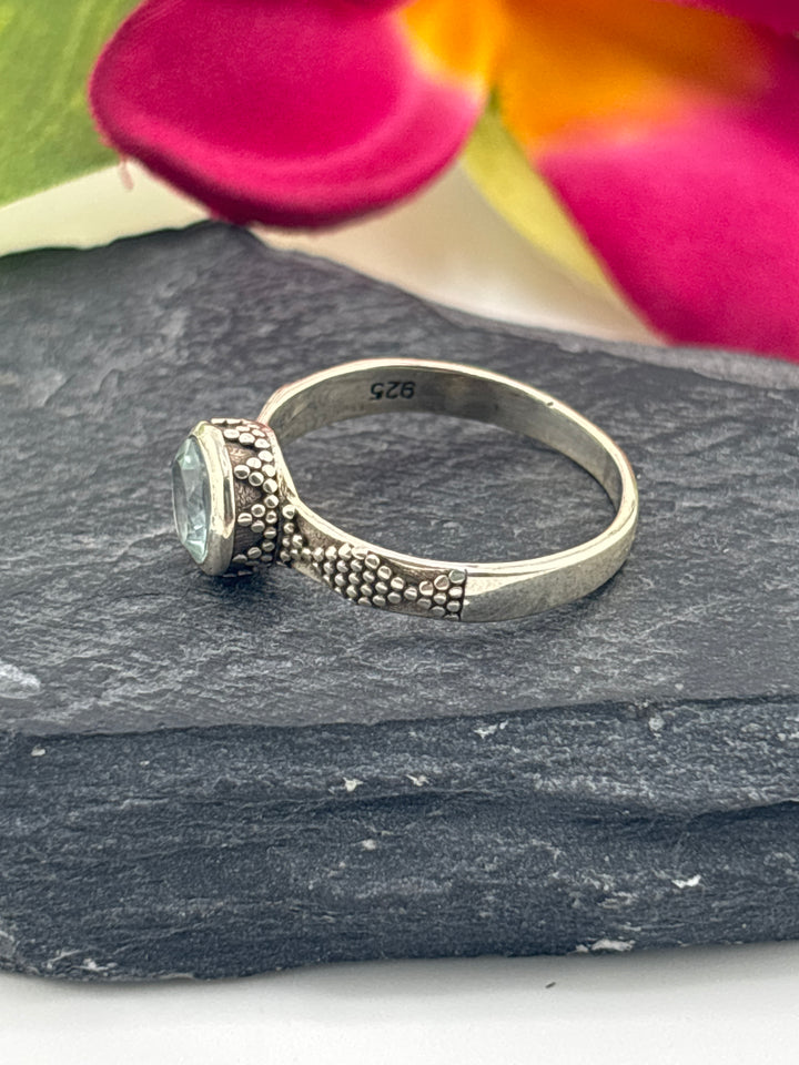 Aquamarine and 925 Sterling Silver Ring Size 8