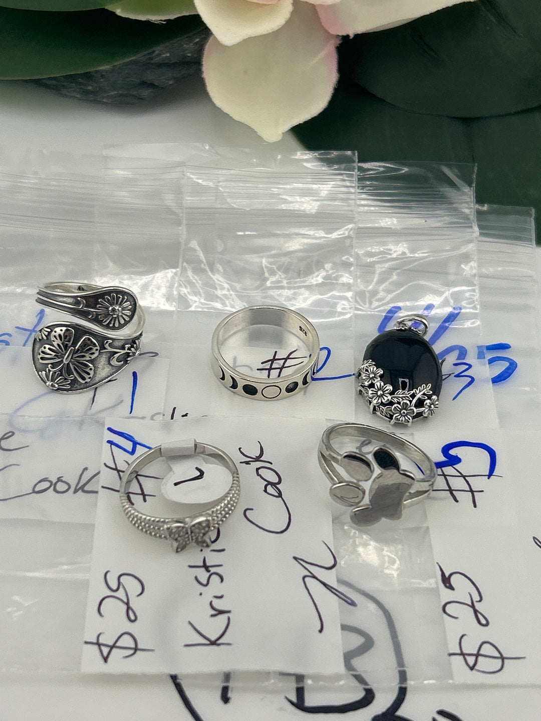 RESERVED FOR: Kristie Cook - 4/25/2025 tiktok Live Show - 5 Sterling Silver Items