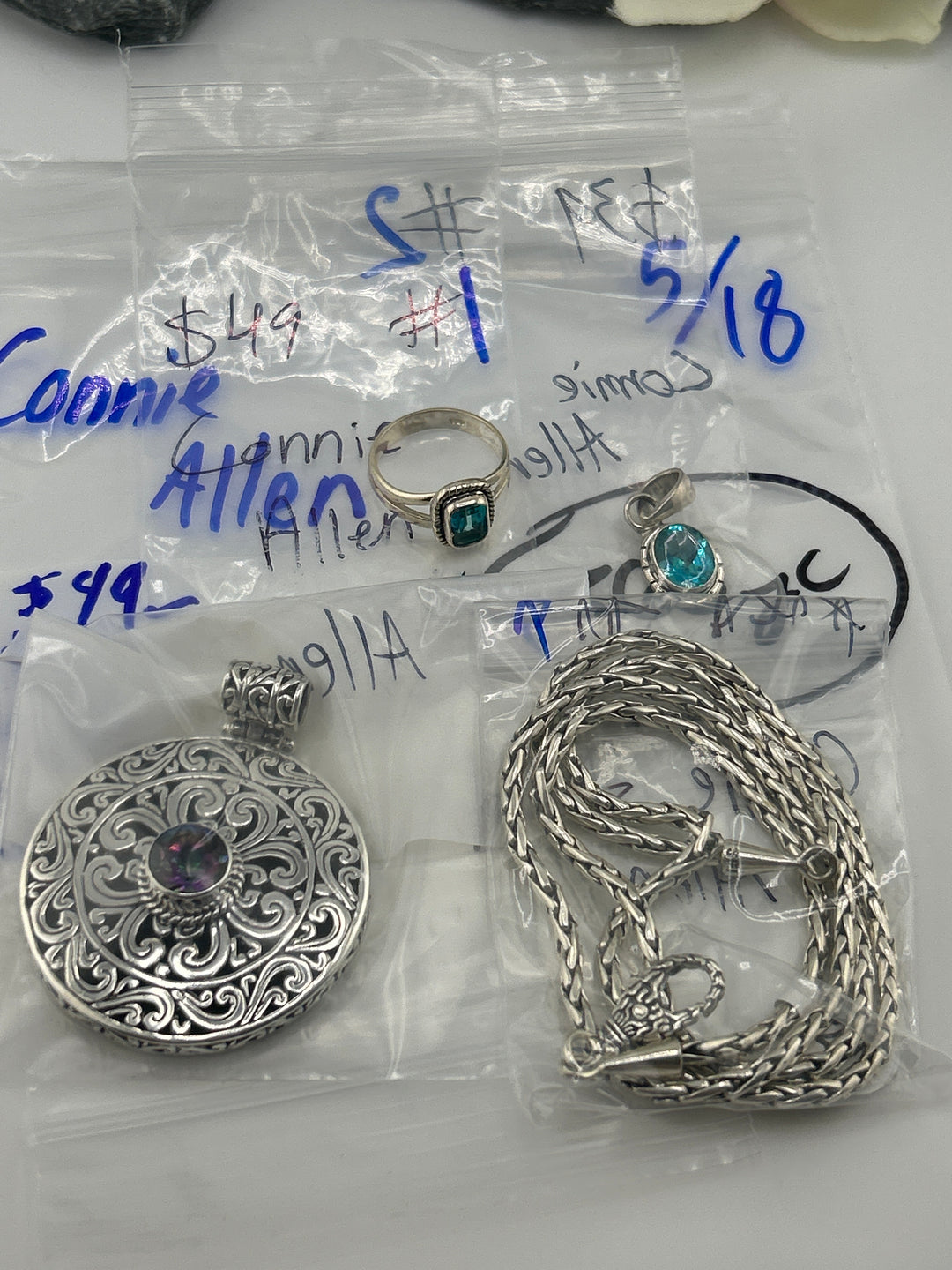 RESERVED FOR: Connie Allen - 5/18/2025 tiktok Live Show - 4 Sterling Silver Items