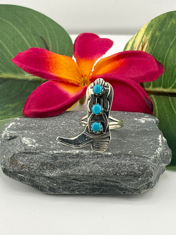 Turquoise Cowboy Boot Ring Size 7.25