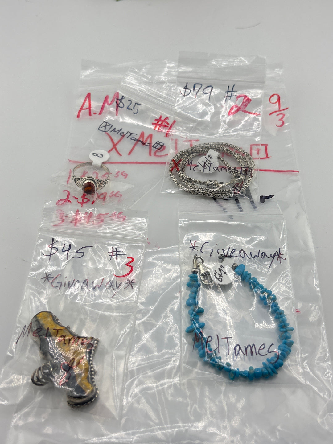 AM SHOW 48HR - RESERVED FOR: ❌MelTames✝️ - 9/3/2025 FL tiktok Live Show - 3 Sterling Silver Items