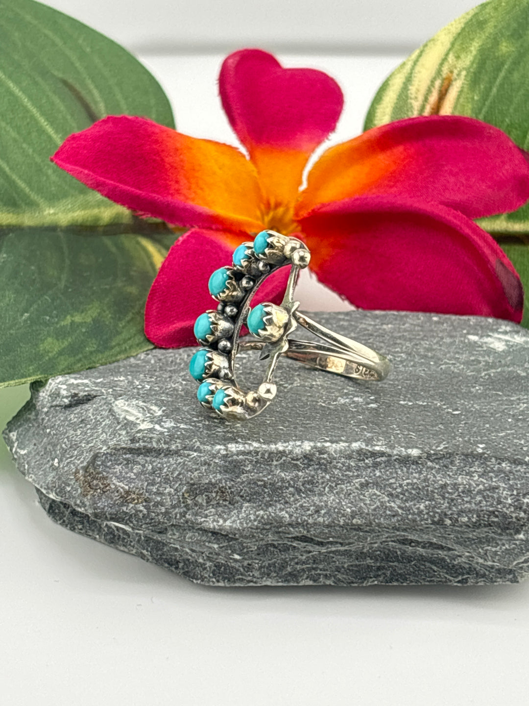 Star & Moon Turquoise Ring Size 9