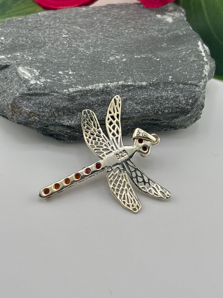 Garnet Dragonfly Pendant