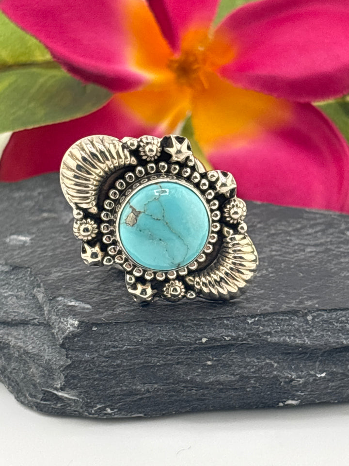 Turquoise and 925 Sterling Silver Ring Size 6