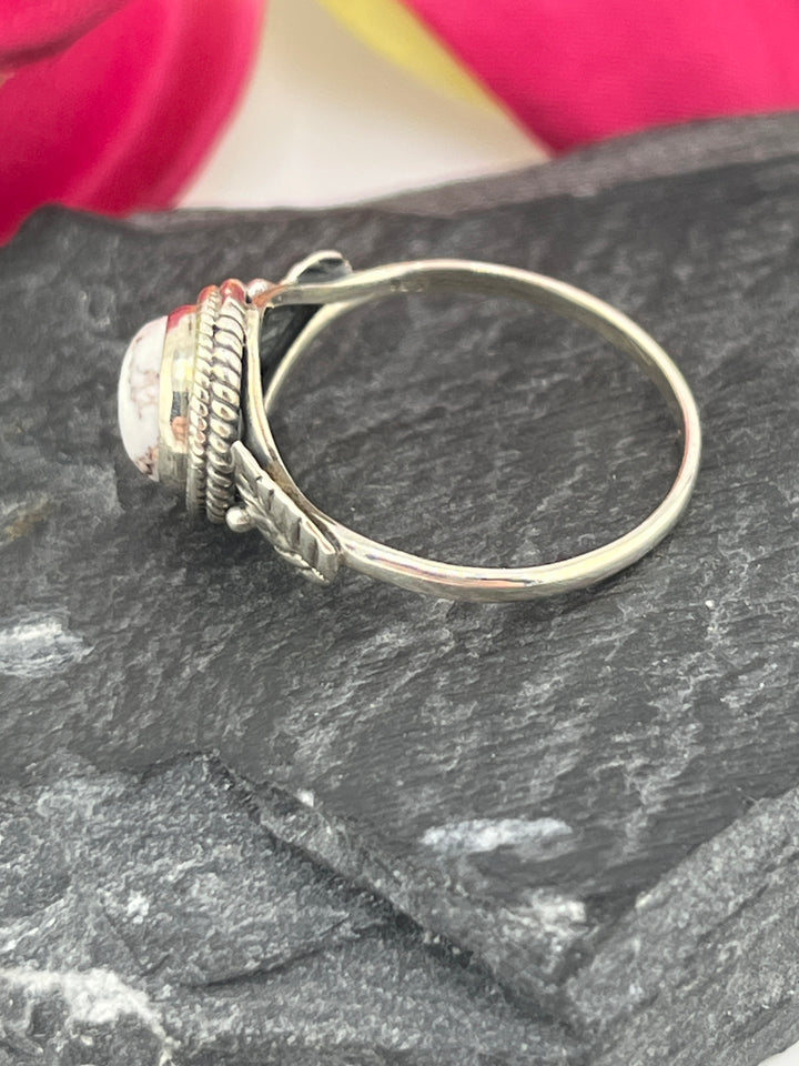 Round Wild Horse Jasper and 925 Sterling Silver Ring Sizes 8 & 9