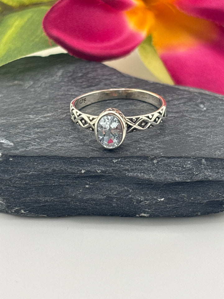 Aquamarine and 925 Sterling Silver Ring Size 8.75