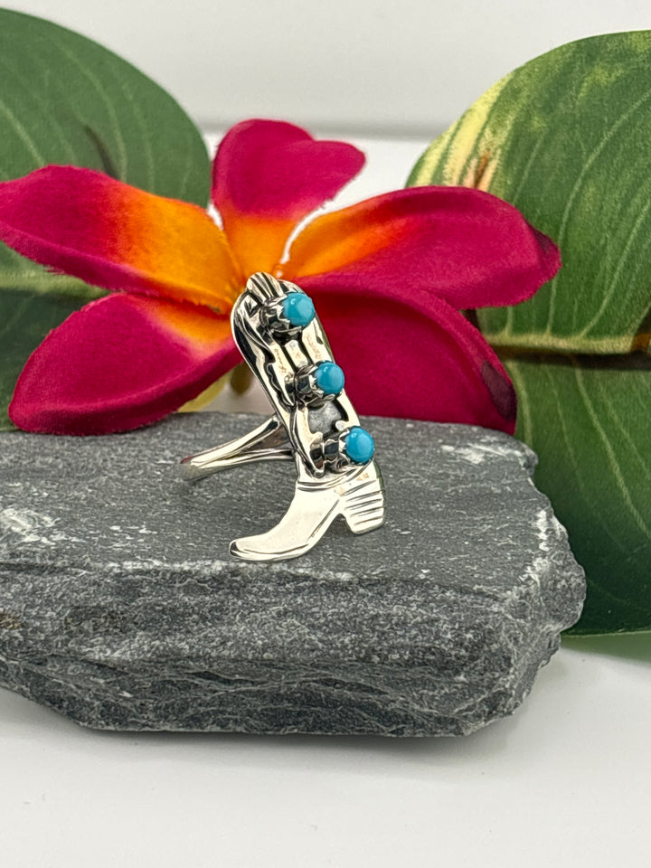 Turquoise Cowboy Boot Ring Size 8.25