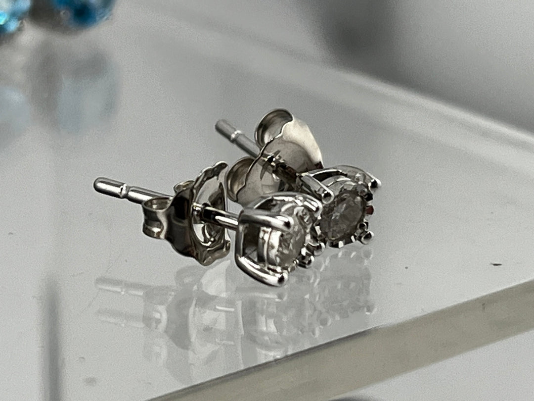 10K White Gold and Diamond Earrings