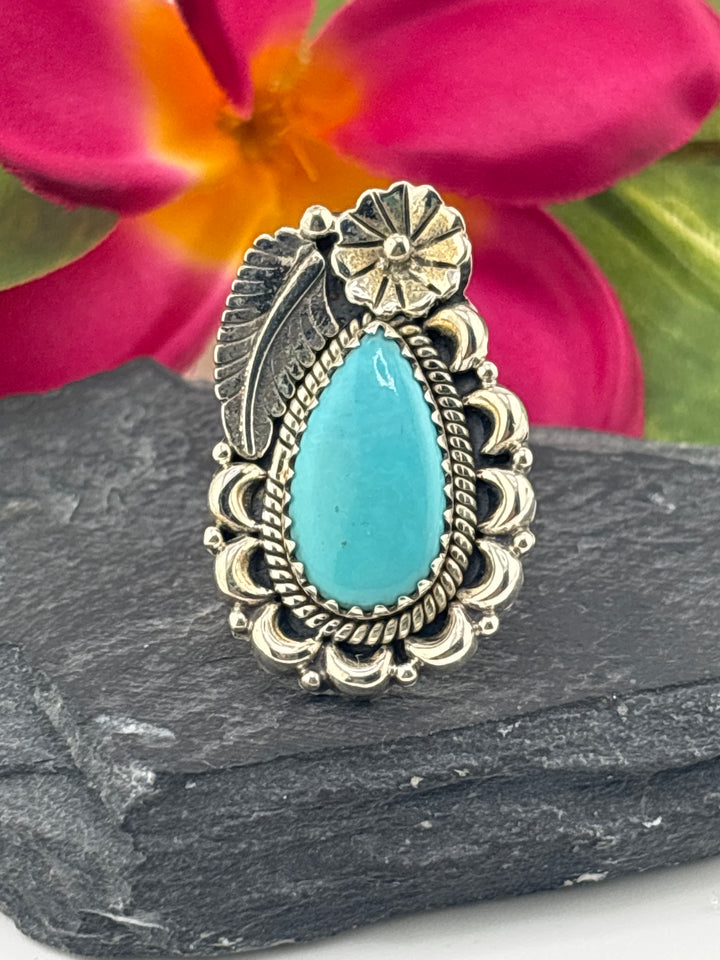 Turquoise and 925 Sterling Silver Ring Size 6