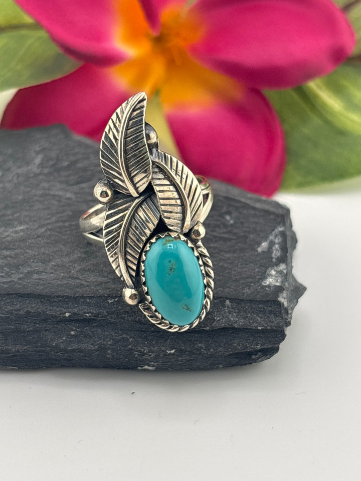Turquoise and 925 Sterling Silver Ring Size 9.5
