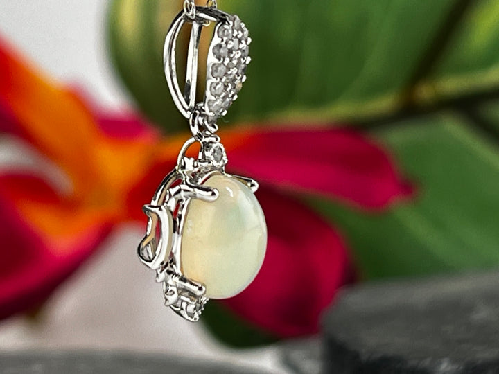 10K White Gold Ethiopian and Diamond Necklace