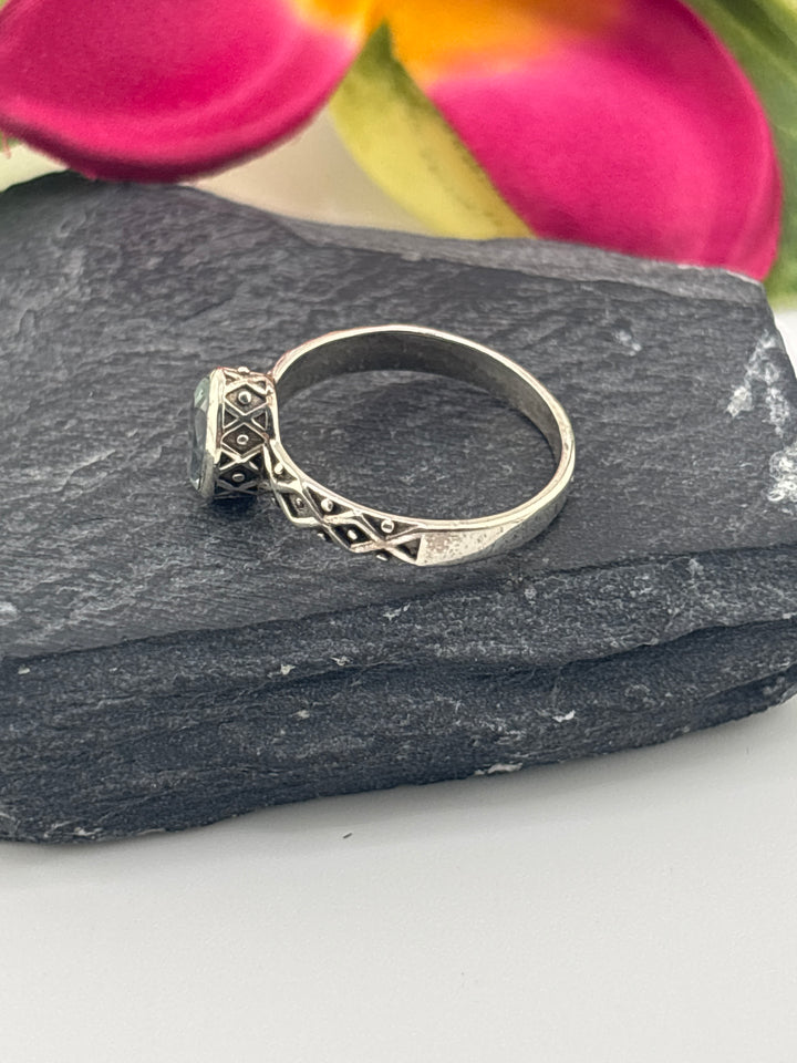 Aquamarine and 925 Sterling Silver Ring Size 7