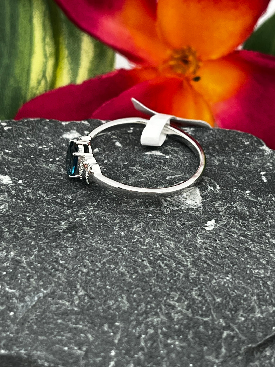 10K Gold London Blue Topaz and Diamond Ring