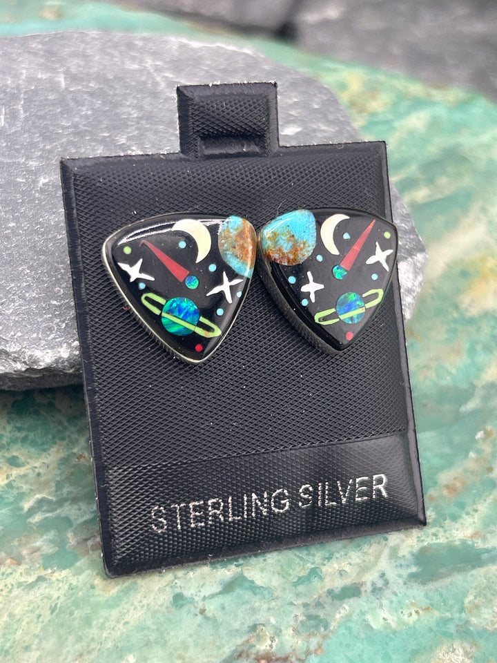 Regie 925 Sterling Silver Mosaic Multi-stone Space Earrings