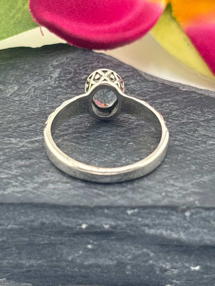 Aquamarine and 925 Sterling Silver Ring Size 6.25