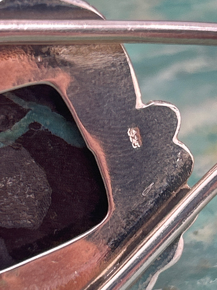 Southwest 925 Sterling Silver Midnight Ribbon Turquoise Square Cuff