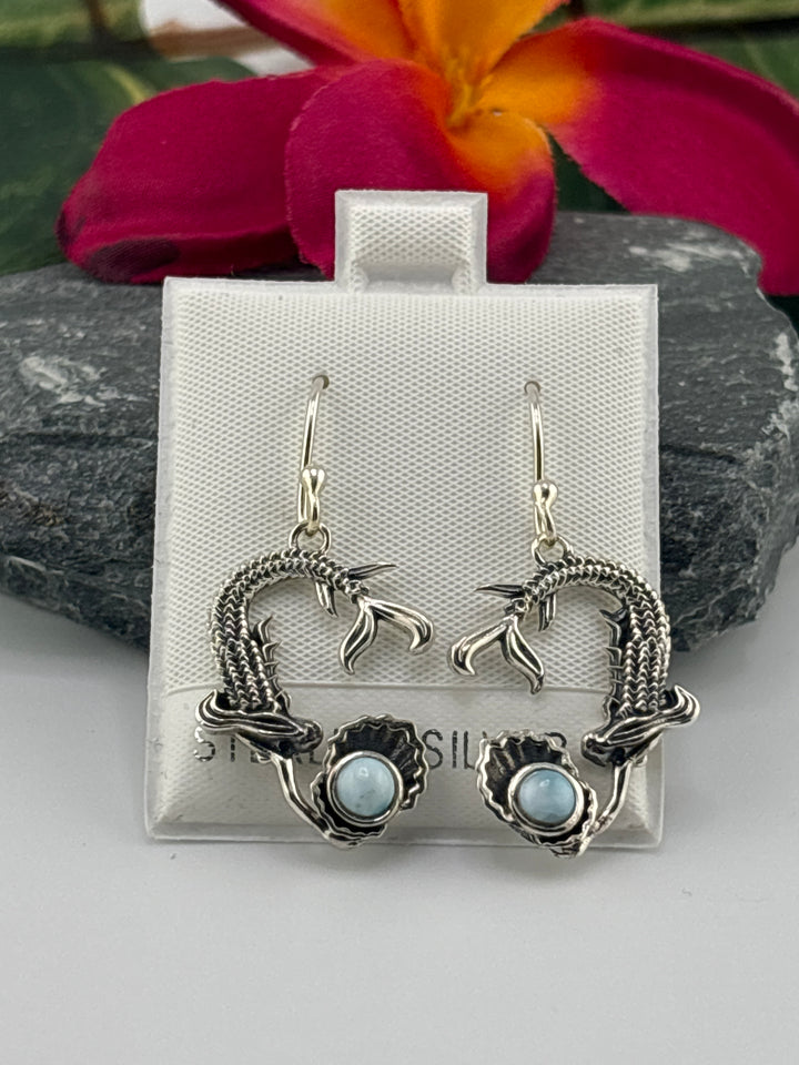 Larimar Mermaid Dangle Earrings