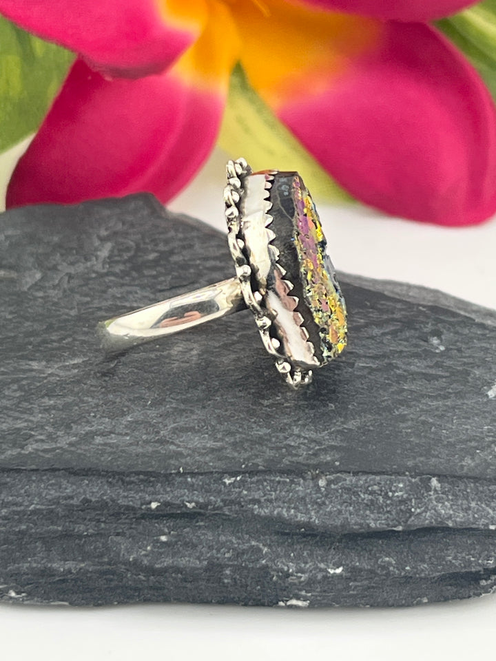 Titanium Druzy and 925 Sterling Silver Ring