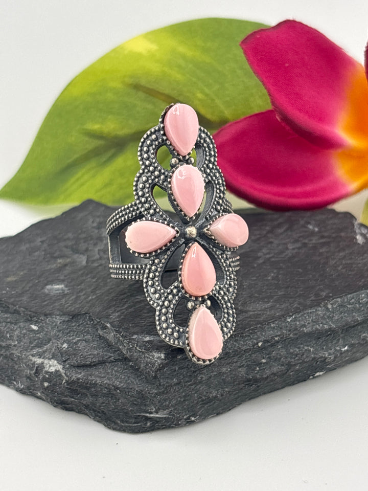 Queen Conch Cross and 925 Sterling Silver Ring Size 7