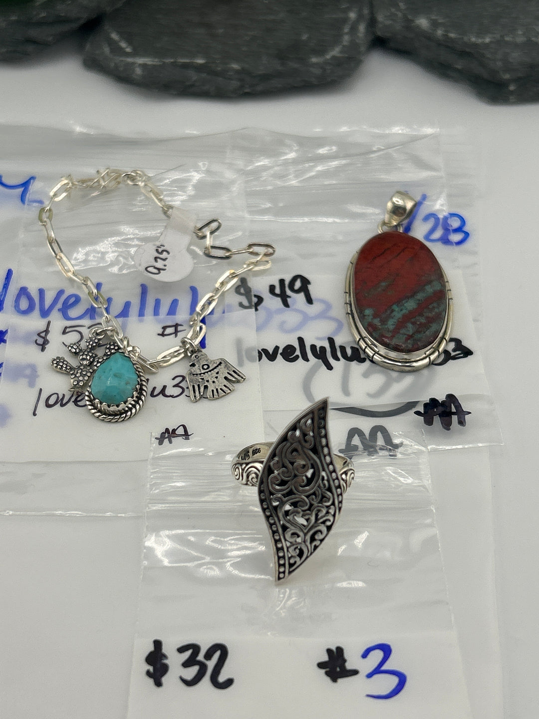 RESERVED FOR: lovelylulu333 - 4/28/2025 tiktok Live Show - 3 Sterling Silver Items