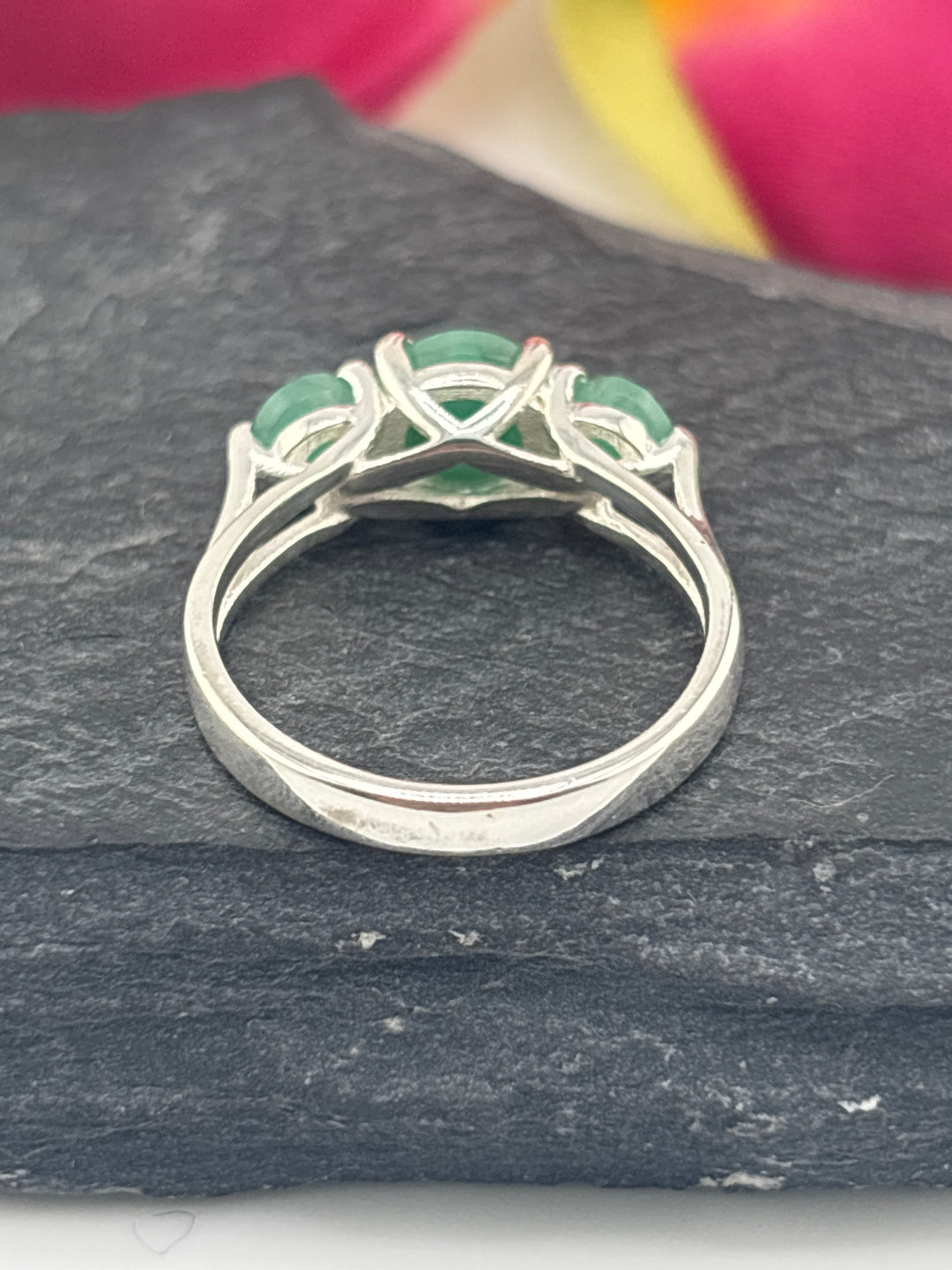 Zambien Emerald and 925 Sterling Silver Ring Size 5.5
